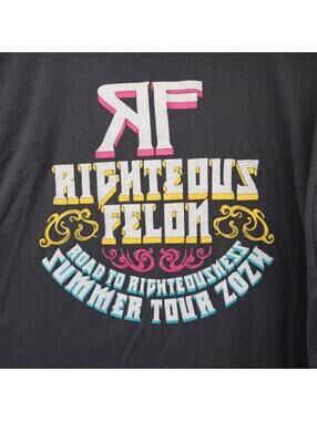 Righteous Felon Shirt XL Men Tultex Grey 2024 Tour Band